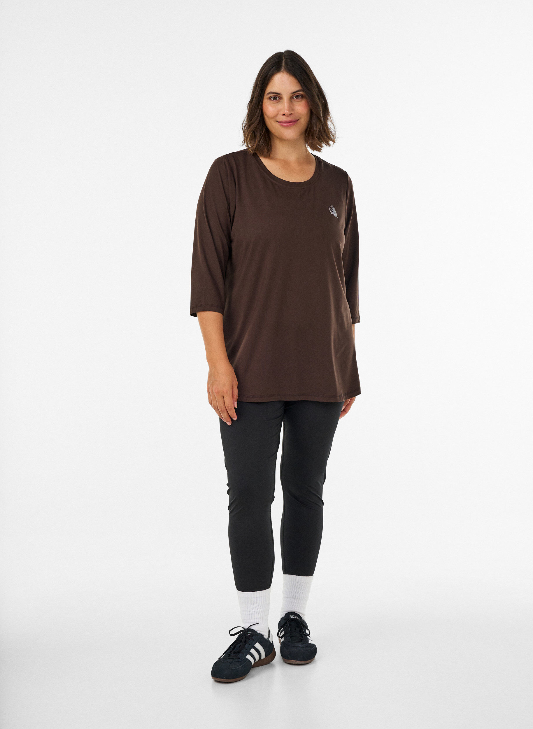 ZizziTreningsgenser med 3/4-ermer, Brun, Model image number 1