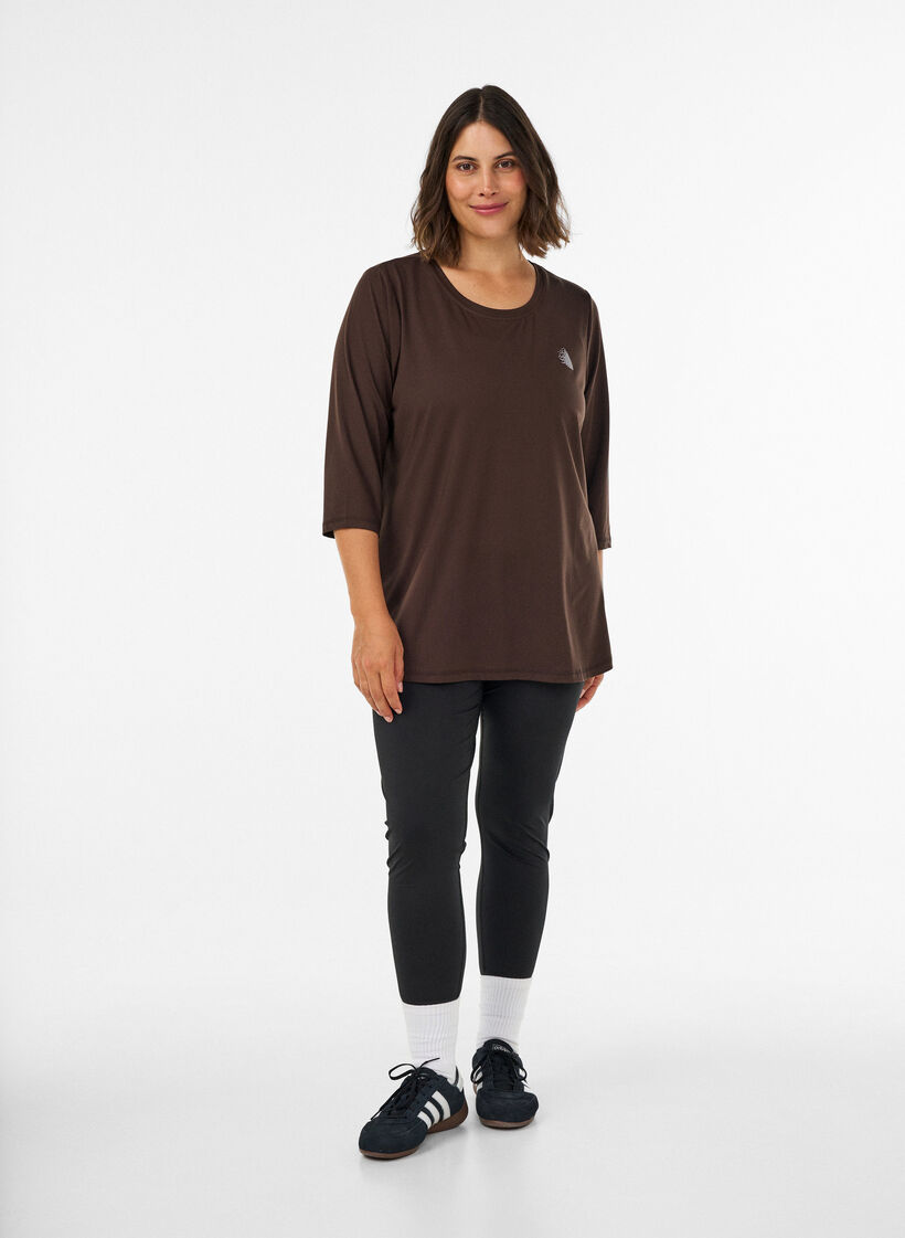 Treningsgenser med 3/4-ermer, Brun, Model image number 1