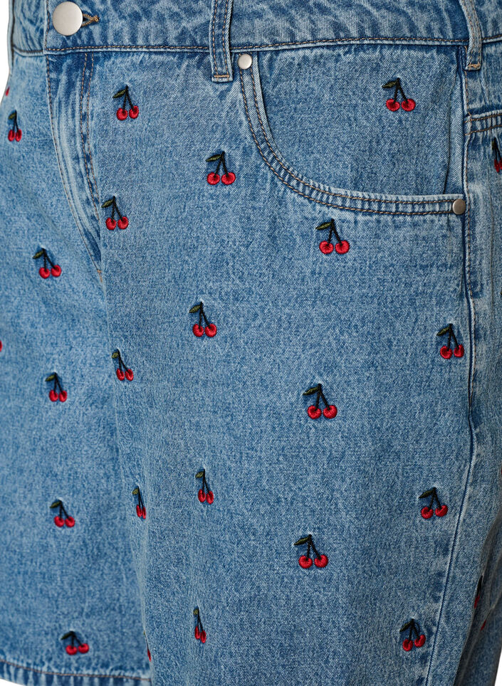 Broderte denimshorts, Bl&aring;, Packshot image number 2
