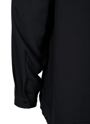 Langermet bluse med V-hals, Black, Packshot image number 3