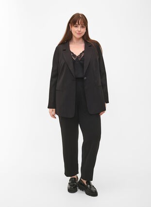 Zizzi FLASH - Enkel blazer med knapp, Svart, Model image number 1