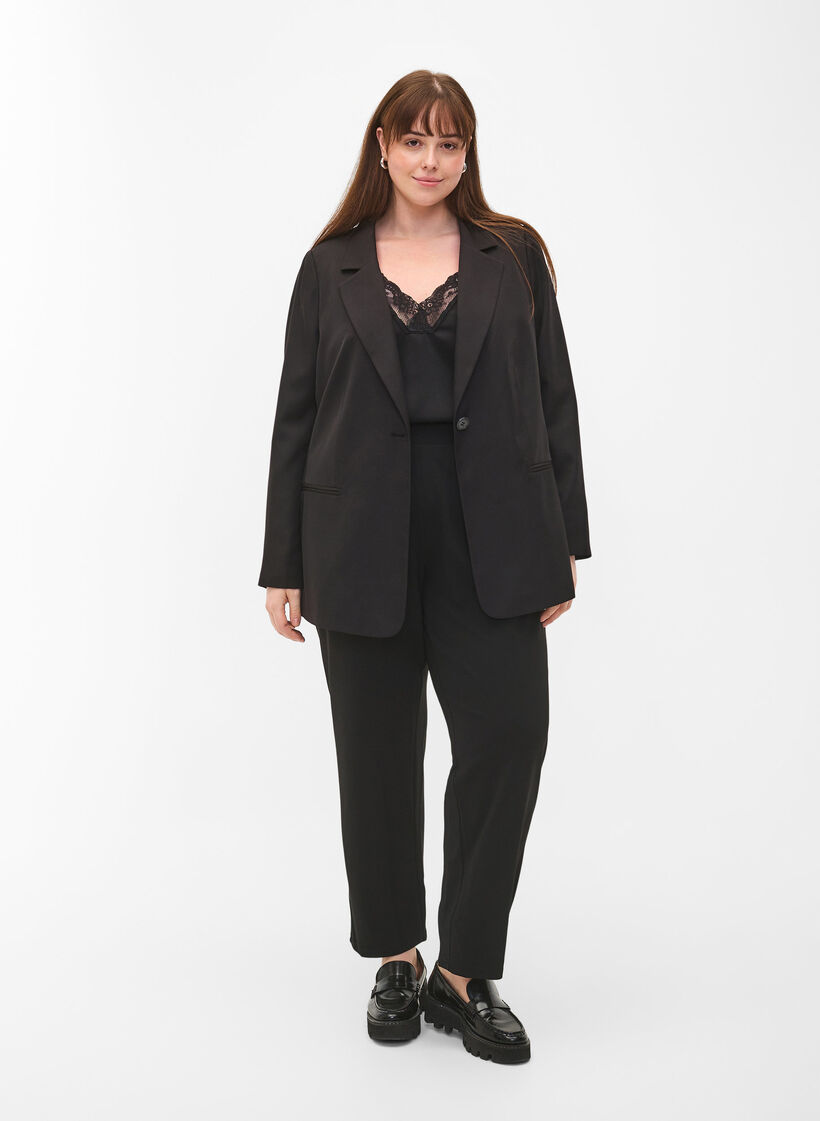 FLASH - Enkel blazer med knapp, Svart, Model image number 1