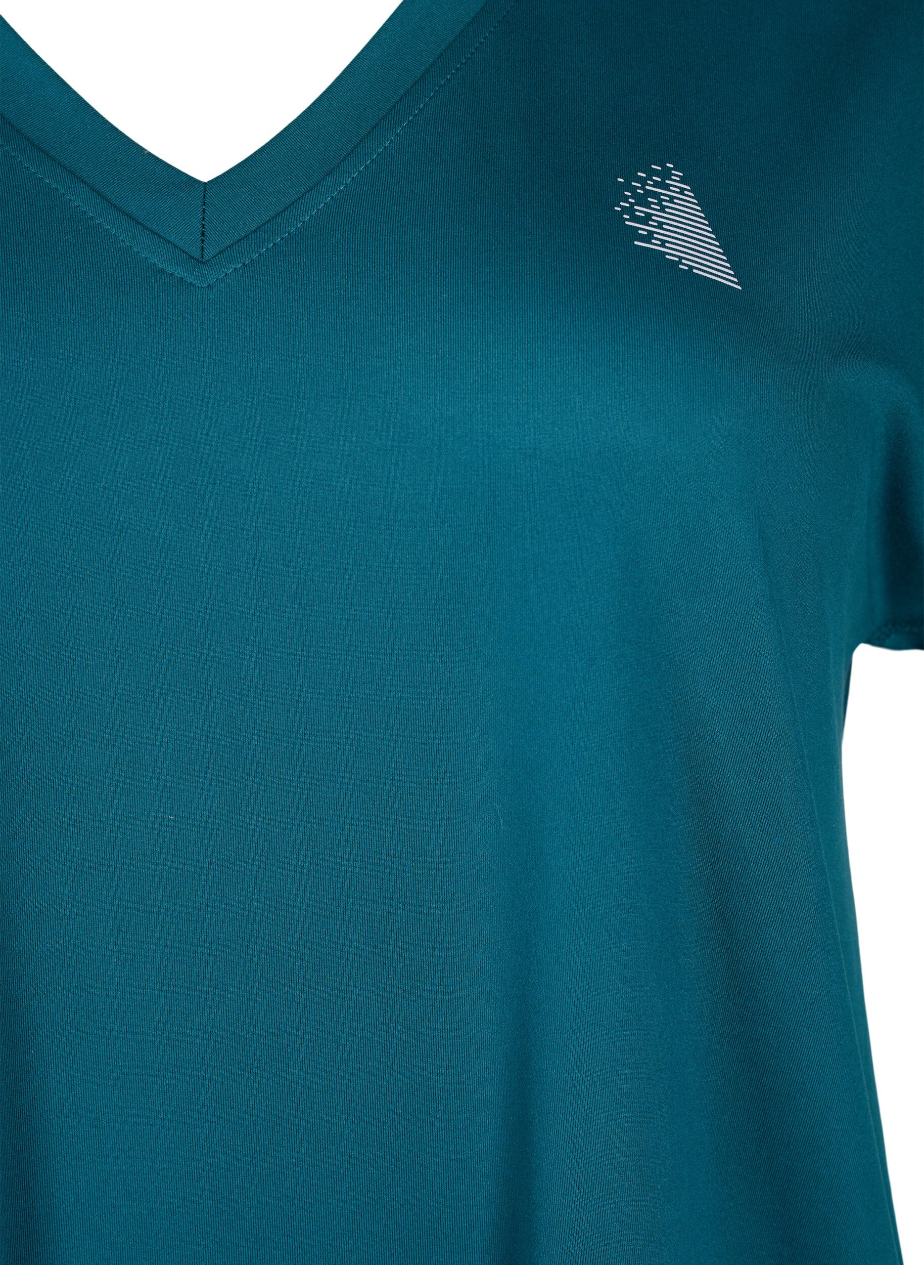 Zizzi L&oslash;stsittende trenings-t-skjorte med v-hals, Deep Teal, Packshot image number 2