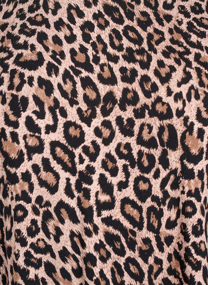 Langermet bluse med leopardm&oslash;nster, Brun, Packshot image number 2