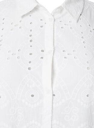 Skjortekjole med broderi anglaise, Bright White, Packshot image number 2