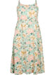 Blomstrete kjole med stropper i viskose med smock, Green Flower, Packshot image number 0