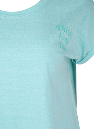 Melert T-skjorte i bomull, Aqua Splash Melange, Packshot image number 2