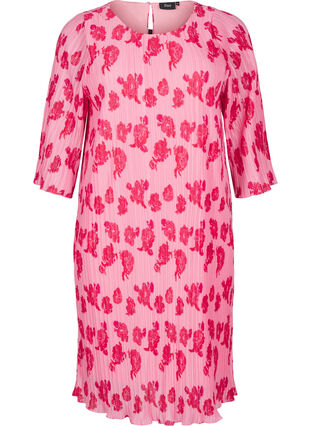 Zizzi Plissert kjole med 3/4 ermer, Rosa, Packshot image number 0