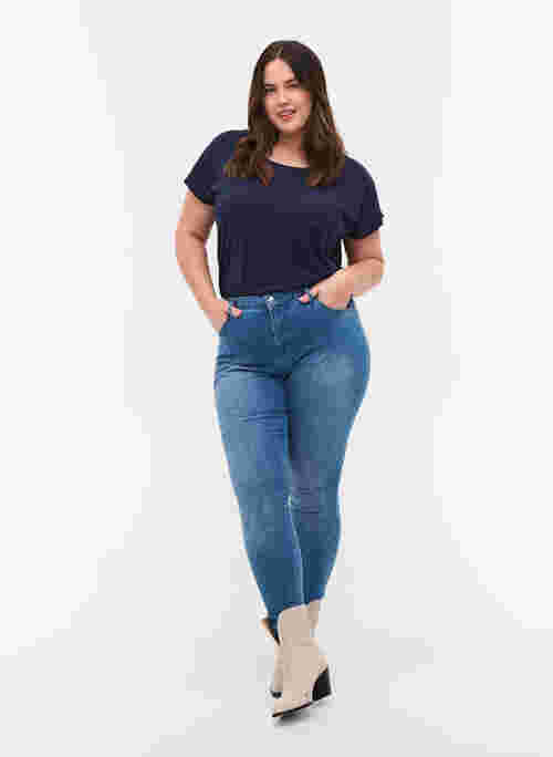 Mønstrete Amy jeans med høyt liv