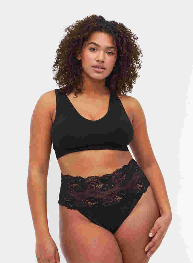 G-streng med bred blondekant, 2 stk., Black, Model