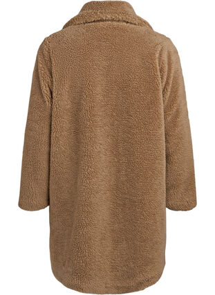 Zizzi Myk teddyjakke med knapper og krage, Brun, Packshot image number 1