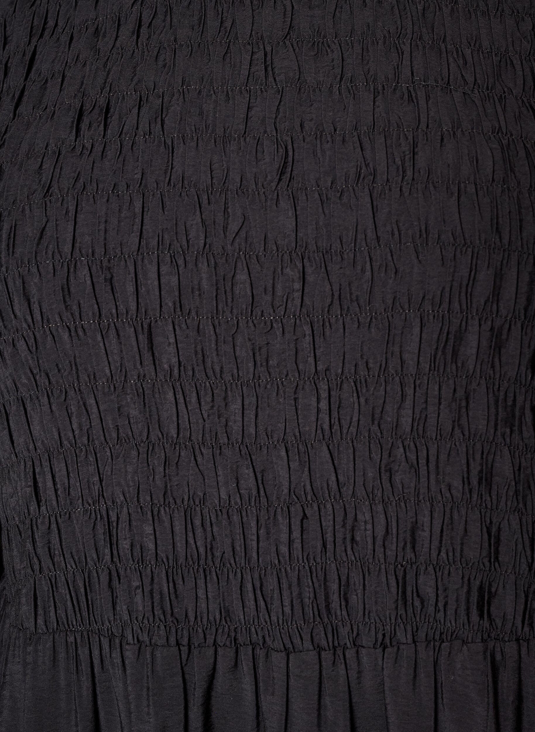 ZizziMidikjole i viskose med smocking, Svart, Packshot image number 2