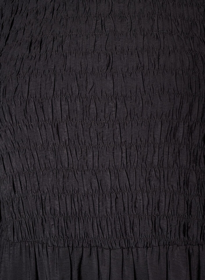 Midikjole i viskose med smocking, Svart, Packshot image number 2