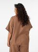 Bluse i bomullsmusselin med korte ermer, Brun, Model image number 2