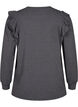 Langermet bluse med volangdetaljer, Dark Grey Melange, Packshot image number 1