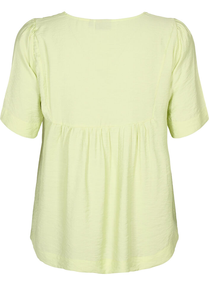 Bluse med halvlange ermer i viskose, Lily Green, Packshot image number 1