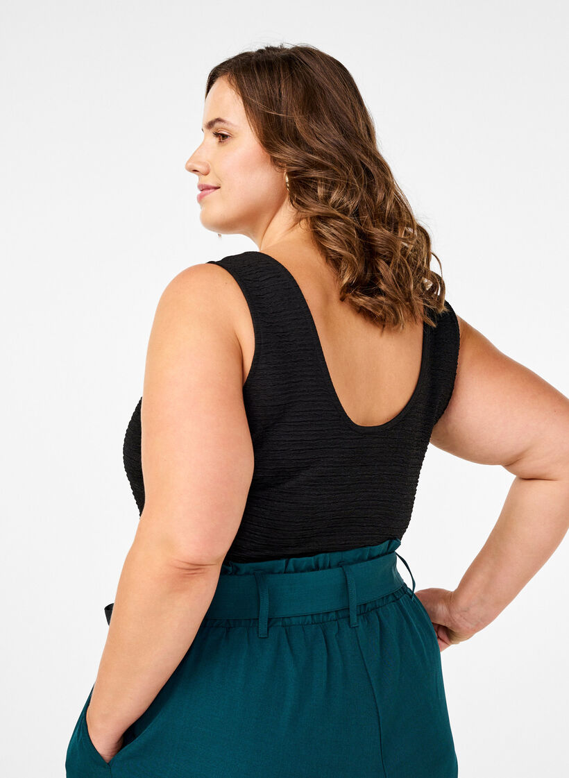 Ermeløs body med tekstur, Black, Model image number 1