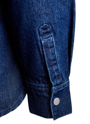 Zizzi Denimskjorte med nagler, Dark Blue Denim, Packshot image number 3