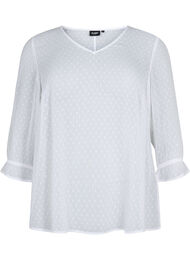 FLASH - bluse med 3/4-ermer og strukturmønster, White