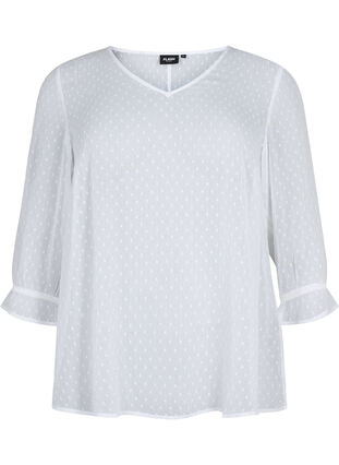FLASH - bluse med 3/4-ermer og strukturmønster, White, Packshot image number 0