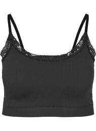 Sømløs BH med blondekant, Black