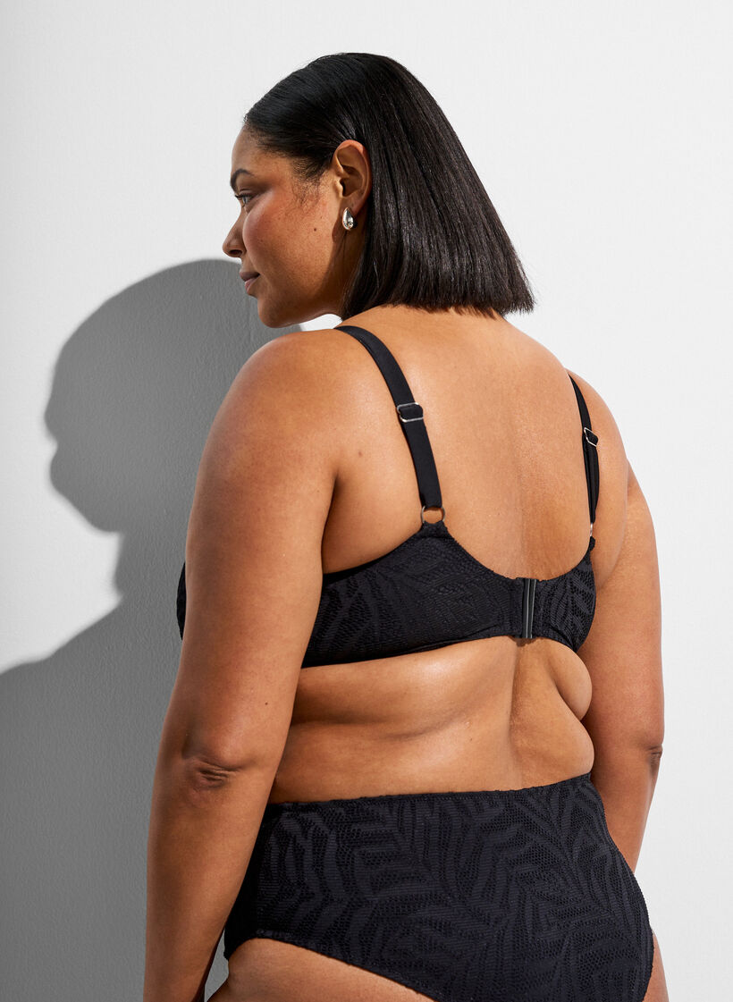 Bikinioverdel med strukturert netting og avtagbare innlegg, Svart, Model image number 2