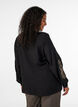 Viskoseskjorte med broderte ermer, Svart, Model image number 2