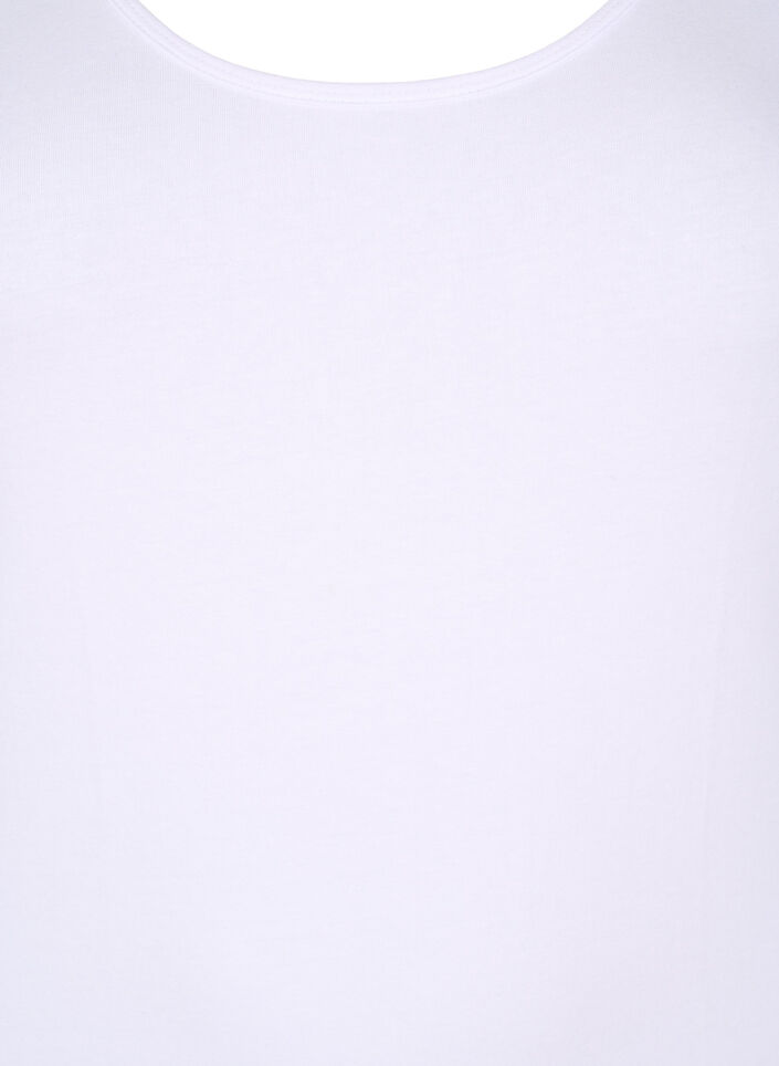 Ensfarget basic topp i bomull, Hvit, Packshot image number 2