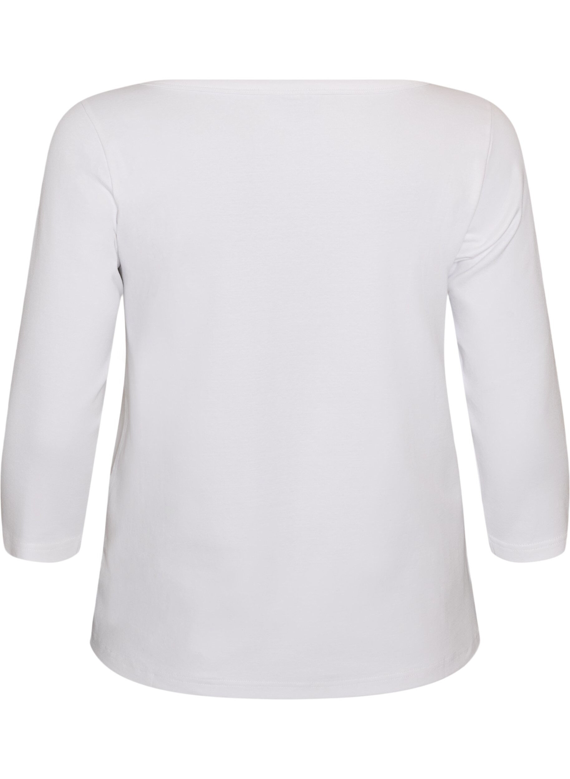 ZizziBasis-T-skjorte med b&aring;thals og 3/4-ermer, Hvit, Packshot image number 1