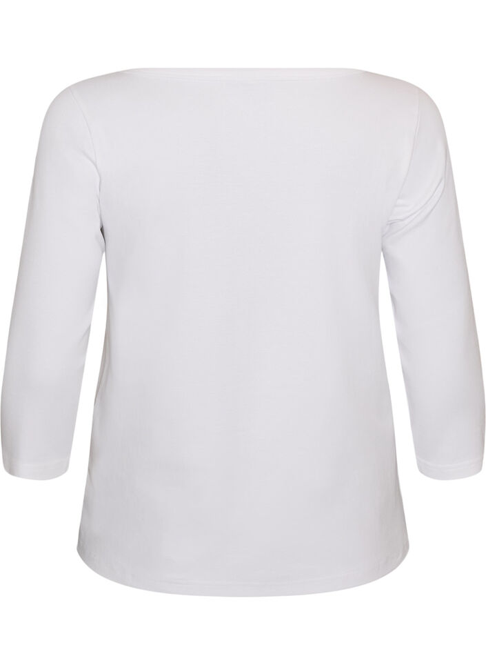Basis-T-skjorte med b&aring;thals og 3/4-ermer, Hvit, Packshot image number 1