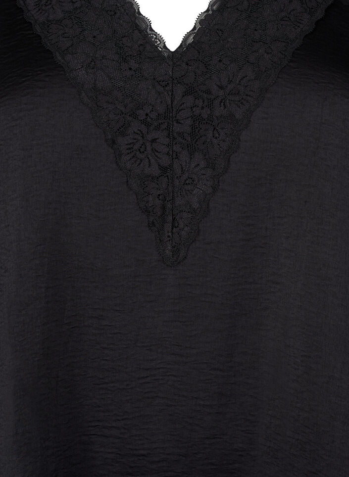 Ermeløs topp med blonder, Svart, Packshot image number 2