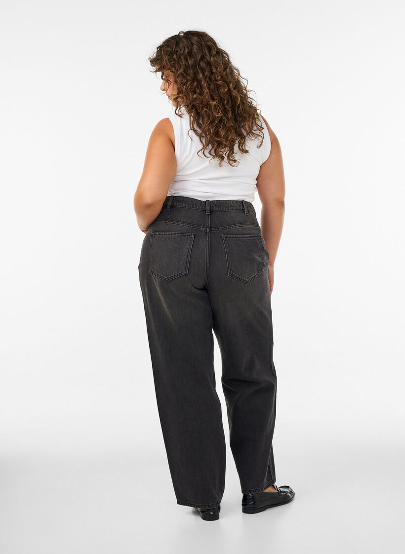 Kiana jeans med straight fit og h&oslash;y midje, Svart, Model image number 1
