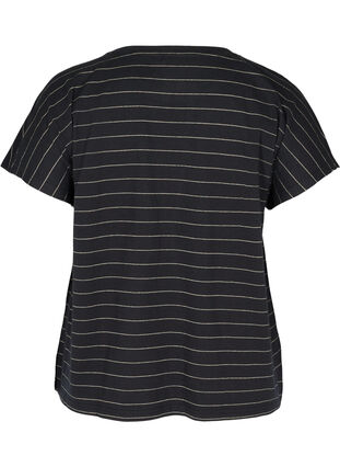 T-skjorte i bomull med glimmerstriper, Black w Gold , Packshot image number 1
