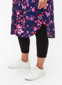 3/4-leggings med knapper, Black, Model