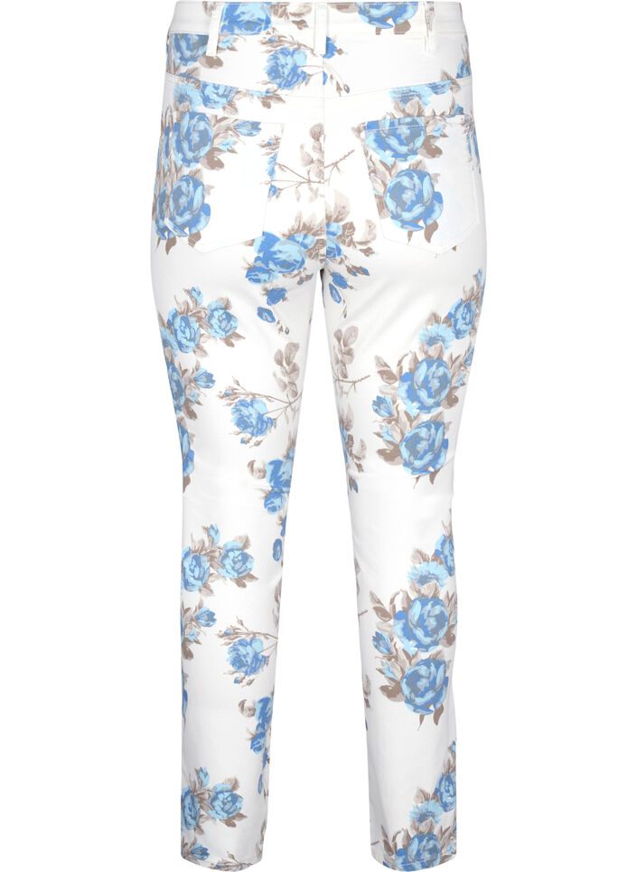 Supersmal Amy jeans med blomstertrykk, Hvit, Packshot image number 1