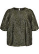 Jacquard bluse med glitrende detaljer og puffede ermer, Gr&oslash;nn, Packshot image number 0