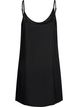 Ensfarget kjole i viskose med stropper, Black, Packshot image number 1