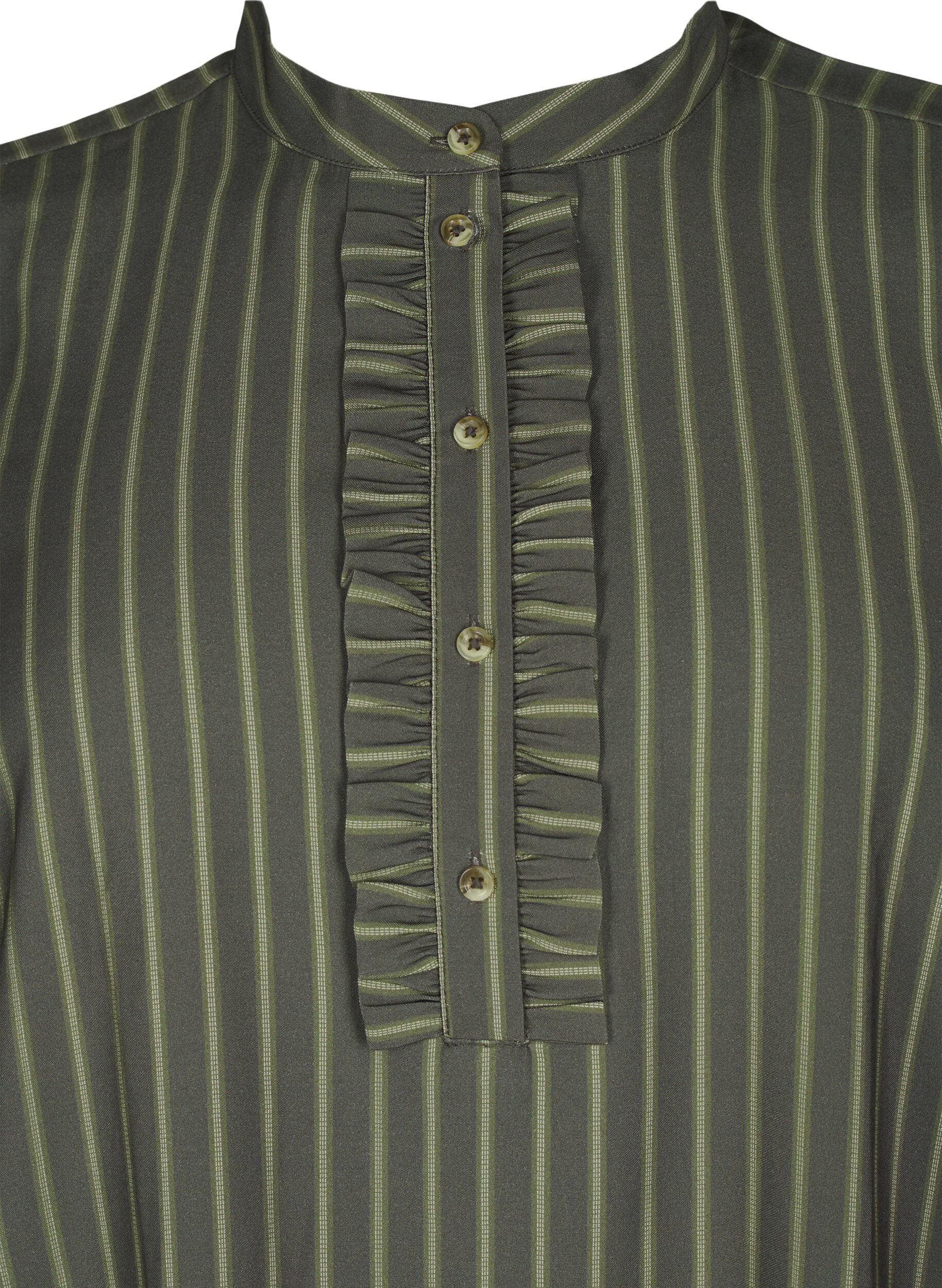 Zizzi Kort, stripete kjole med volangdetaljer, Thyme Stripe AOP, Packshot image number 2