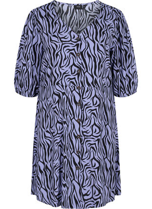 Kjole med knapper og 3/4-ermer , Blue Zebra, Packshot image number 0