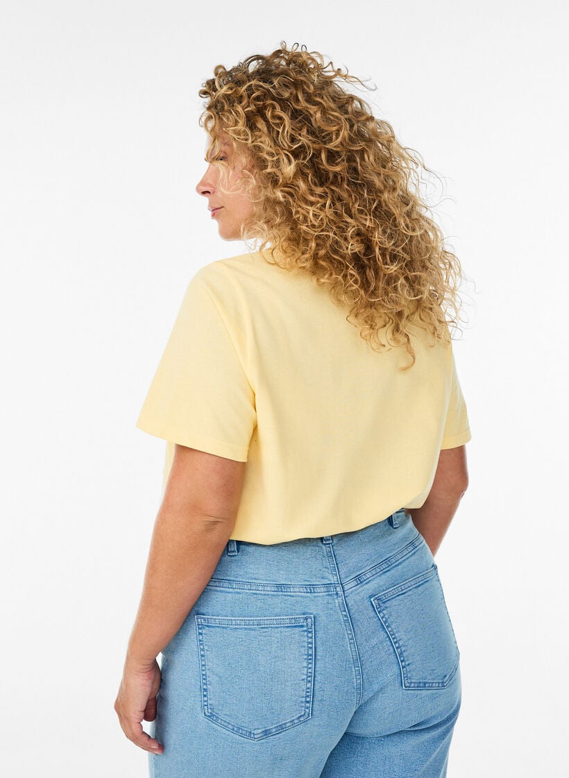 Poloskjorte med korte ermer, Gul, Model image number 2