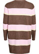 Lang strikkecardigan med brede striper, Brun, Packshot image number 1