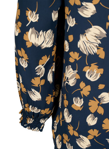 FLASH - Bluse med lange ermer og trykk	, Navy Brown Flower, Packshot image number 3