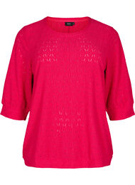 Bluse med 3/4-ermer og strukturmønster, Love Potion