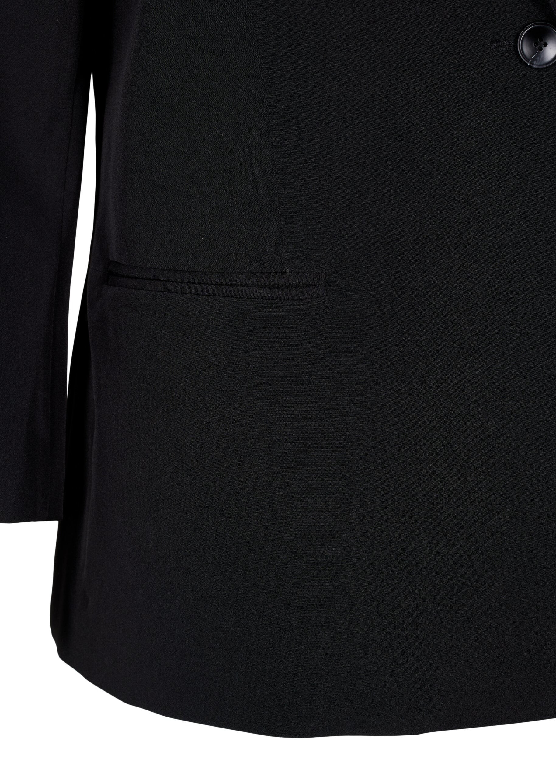 Zizzi Blazer som lukkes med &eacute;n knapp, Black, Packshot image number 3