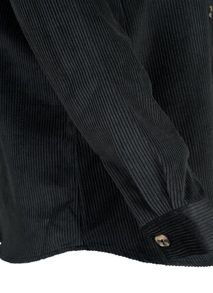 Langermet skjorte i fløyel med brystlommer, Black, Packshot image number 3