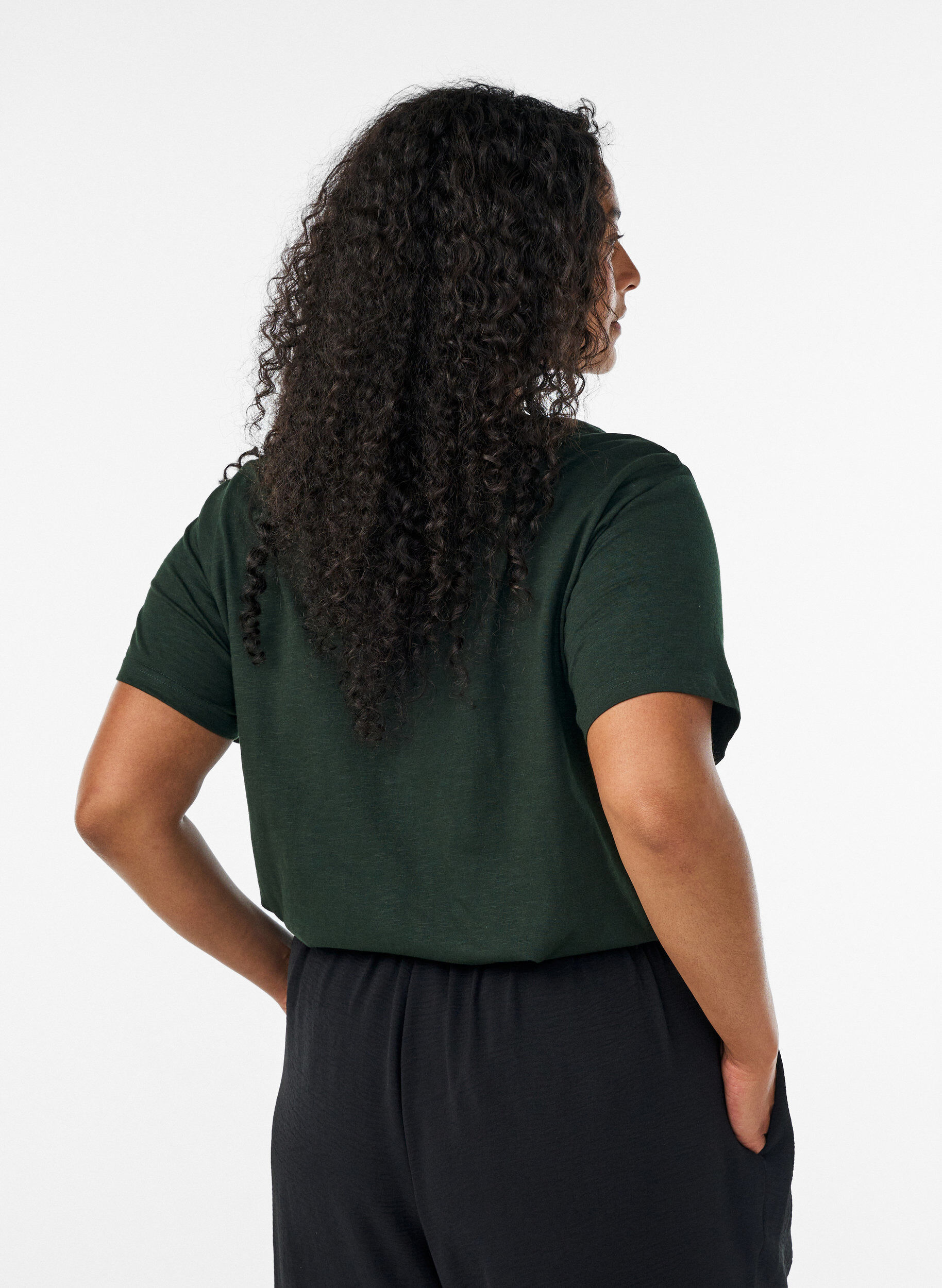 ZizziT-skjorte med knappdetalj, Gr&oslash;nn, Model image number 2
