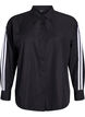 Loose fit-skjorte med sporty striper på ermene, Svart, Packshot image number 0