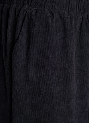 Zizzi Fløyelsbukser med vide ben, Svart, Packshot image number 2