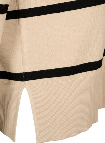  Bluse med striper i strikket viskose, Feather Gray Comb, Packshot image number 3