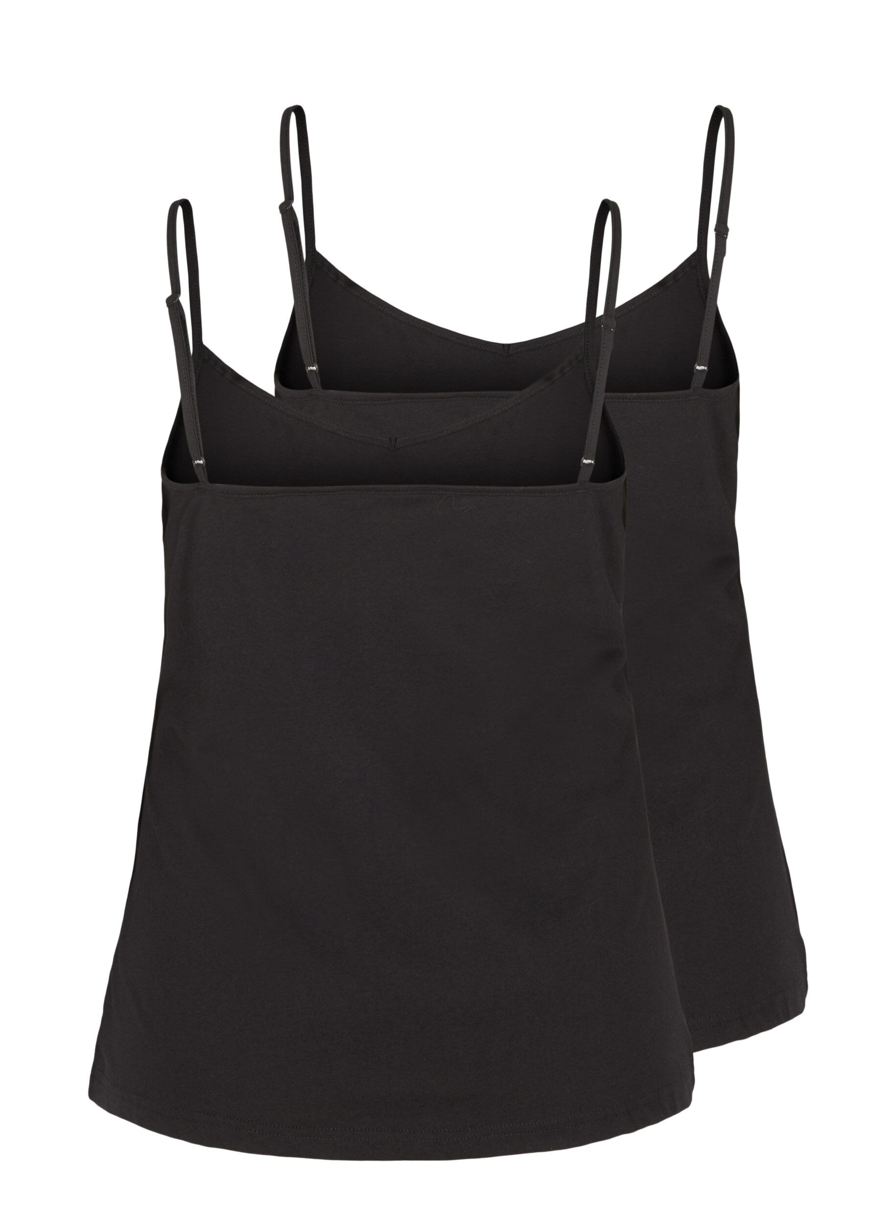 Zizzi Basistopper i bomull, 2 stk., Black, Packshot image number 1